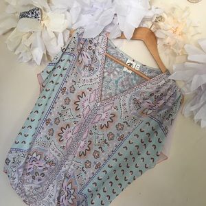 Anthro | One September | Pastel Floral Dolmen Top